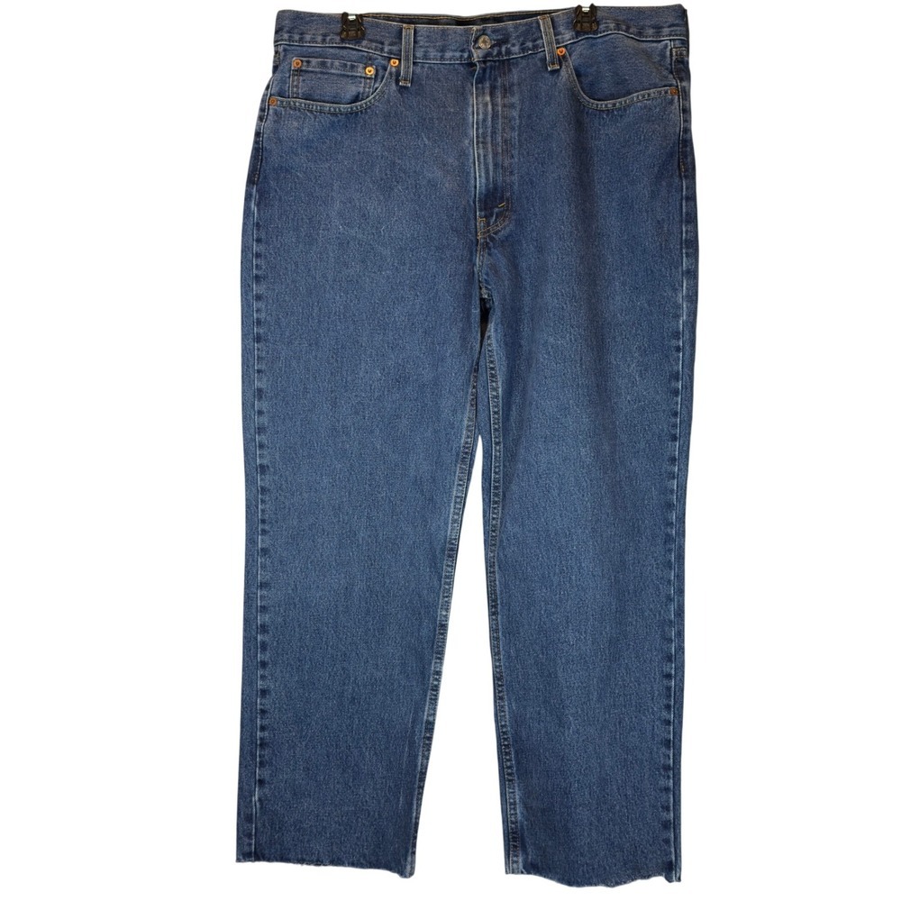 Levi Strauss 550 Jeans Mens W38 L28 Blue Denim Relaxed Fit Straight Leg Raw Hem - Picture 1 of 7